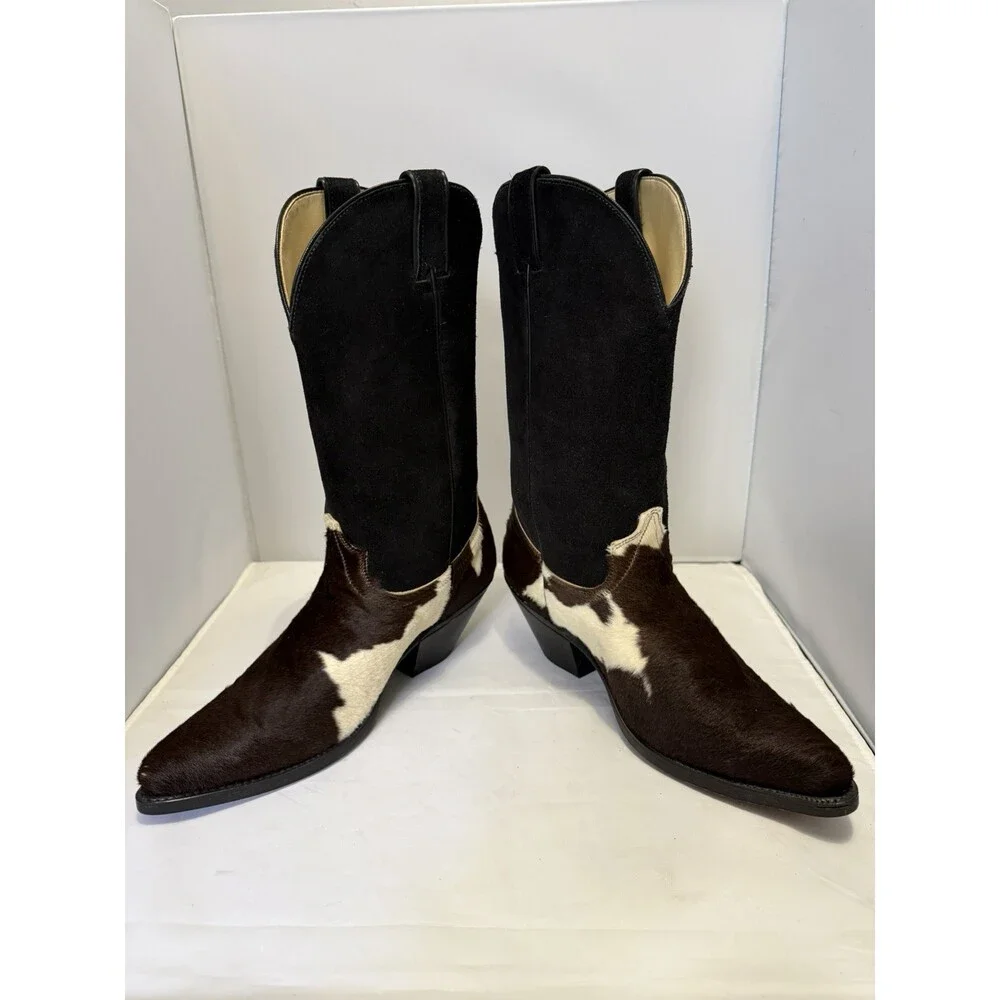 Code West By Dan Post Vintage Hair On Hide Cowboy Boots Womens 10 D Beautiful